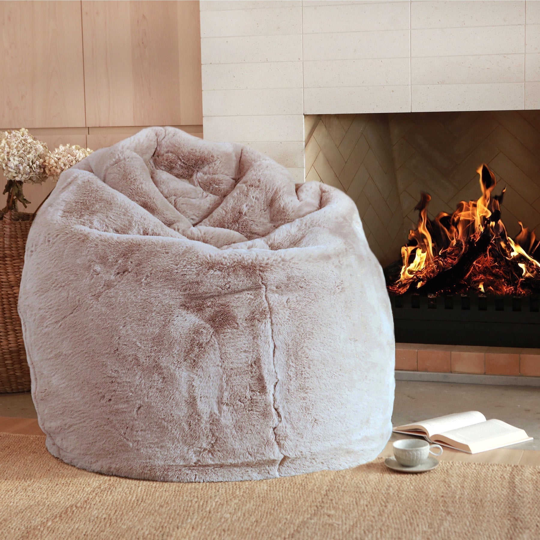 Vegan Fur Bean Bag Pewter