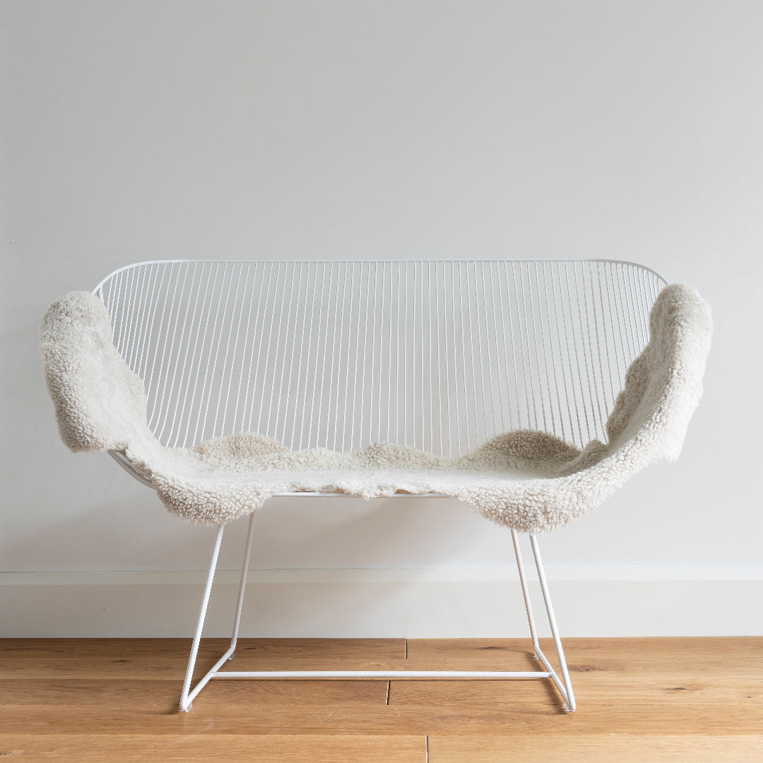 Orere wire sofa in White stainless steel, outdoor coastal sofa