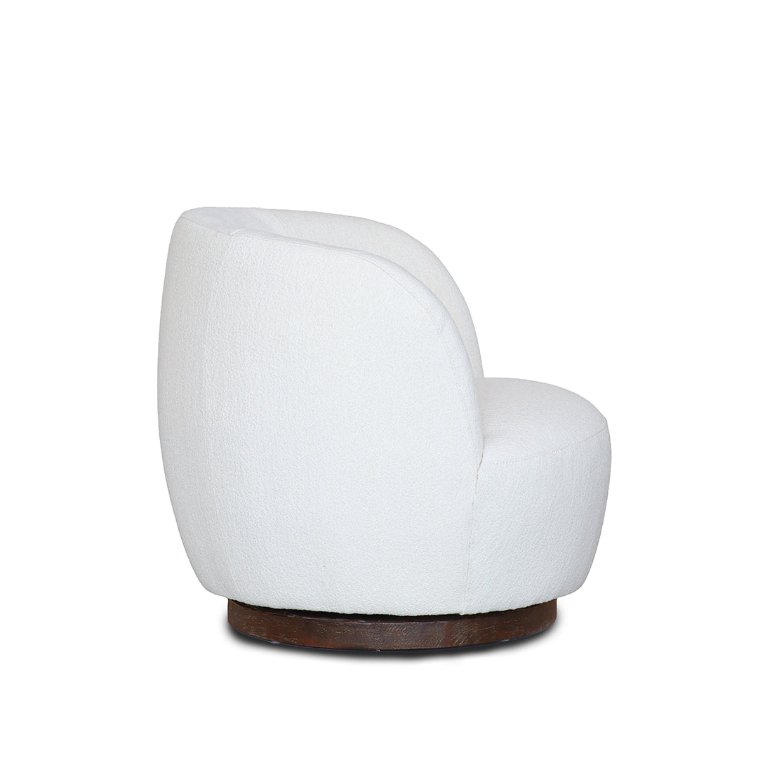 Mid Century Boucle Swivel Chair lifestyle shot – Home Lab NZ