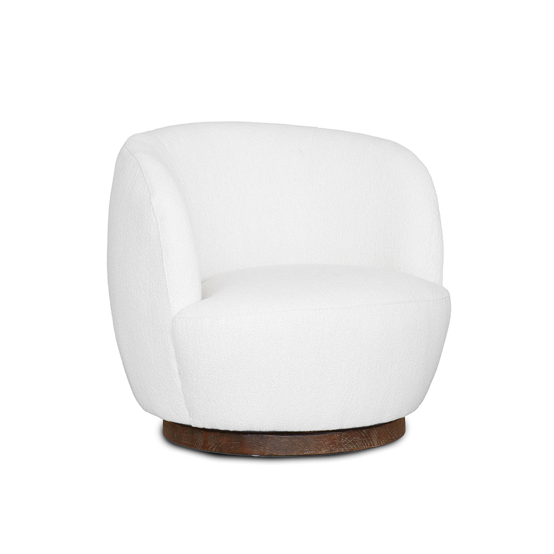 Mid Century Boucle Swivel Chair side view – Home Lab NZ