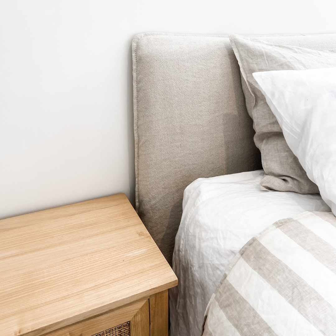 Harlow Slip Cover Headboard-Natural detail – Home Lab NZ