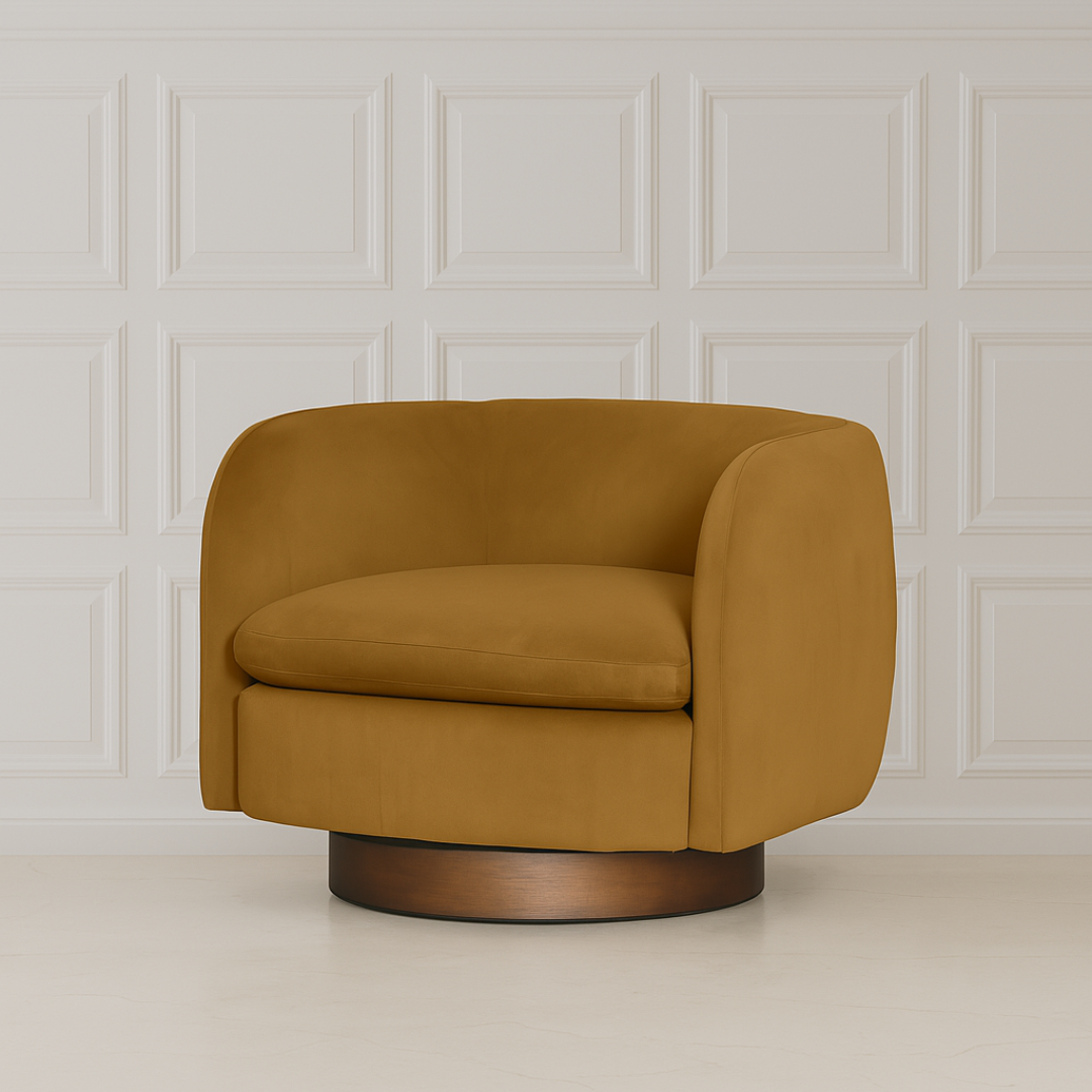 Charlie Swivel Chair- Camel Velvet – Home Lab NZ
