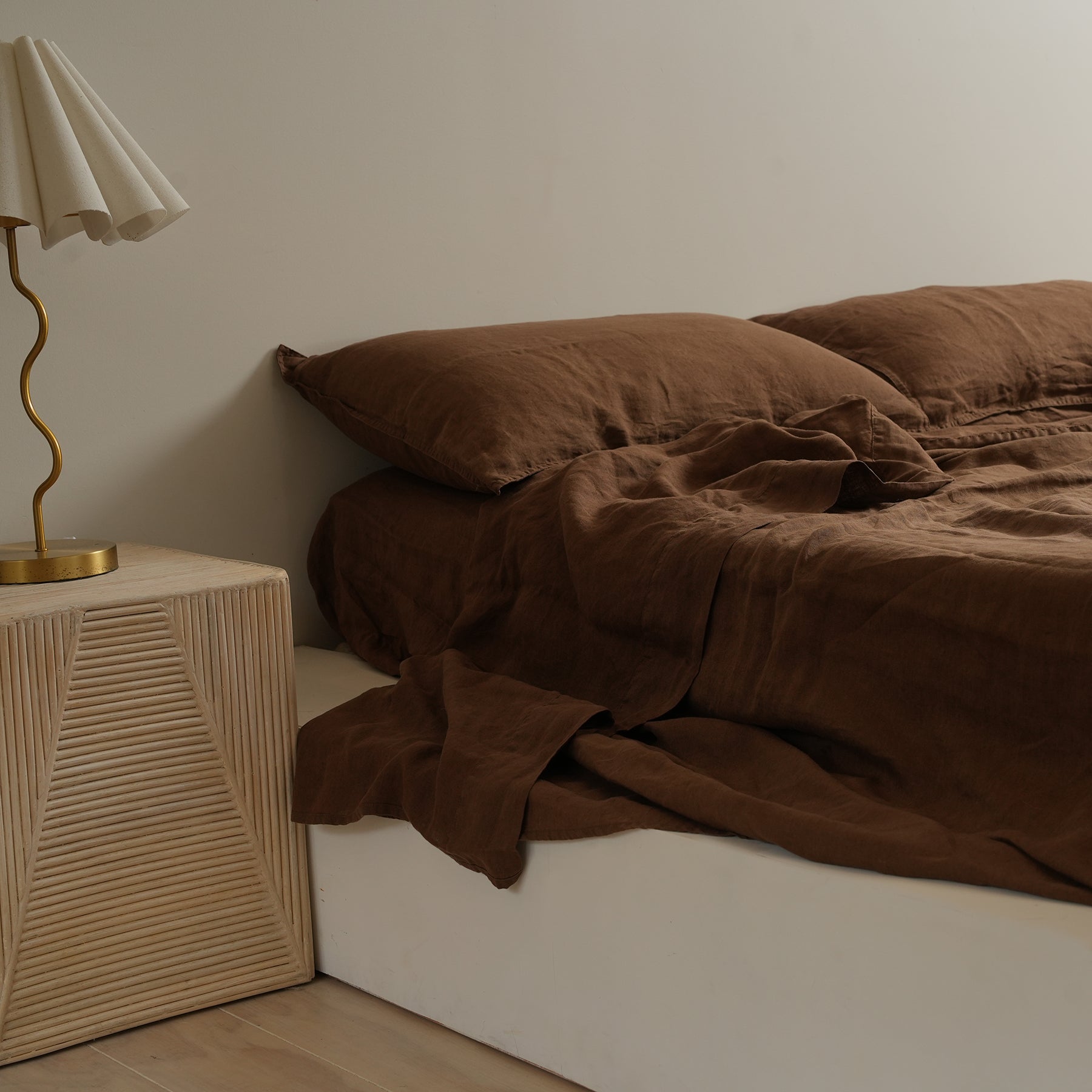 100% French Flax Linen Sheet set- Mocha