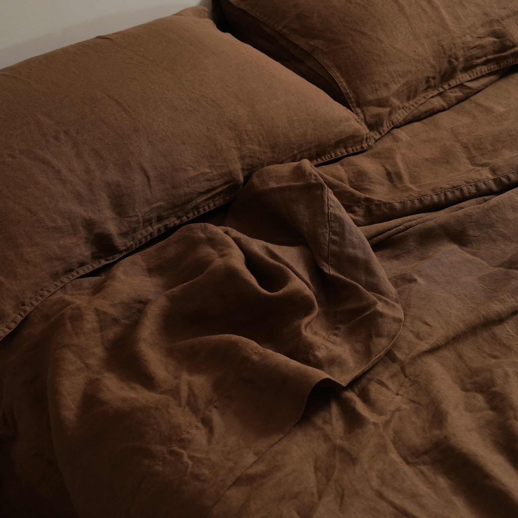French Flax Linen Sheet set in Mocha – Home Lab NZ