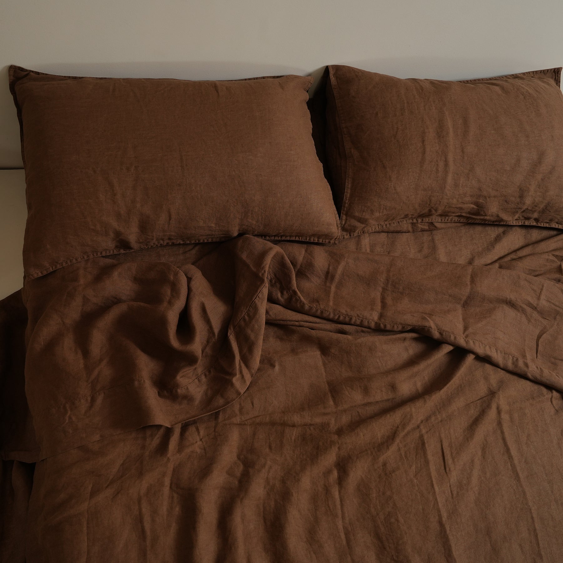 French Flax Linen Sheet set in Mocha – Home Lab NZ