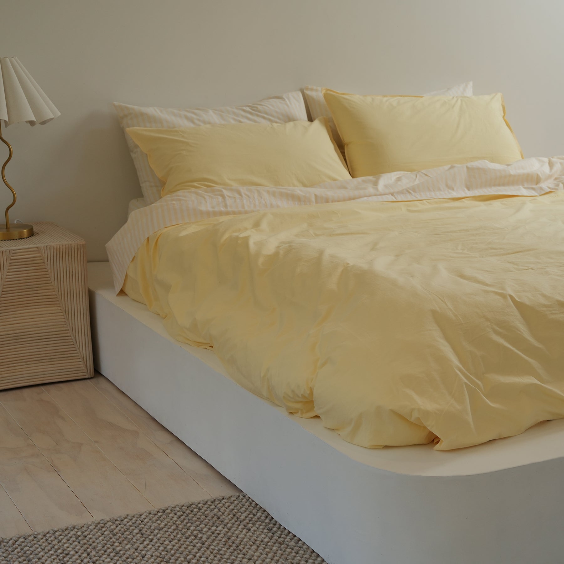 100% Stonewashed Cotton Duvet Set- Butter