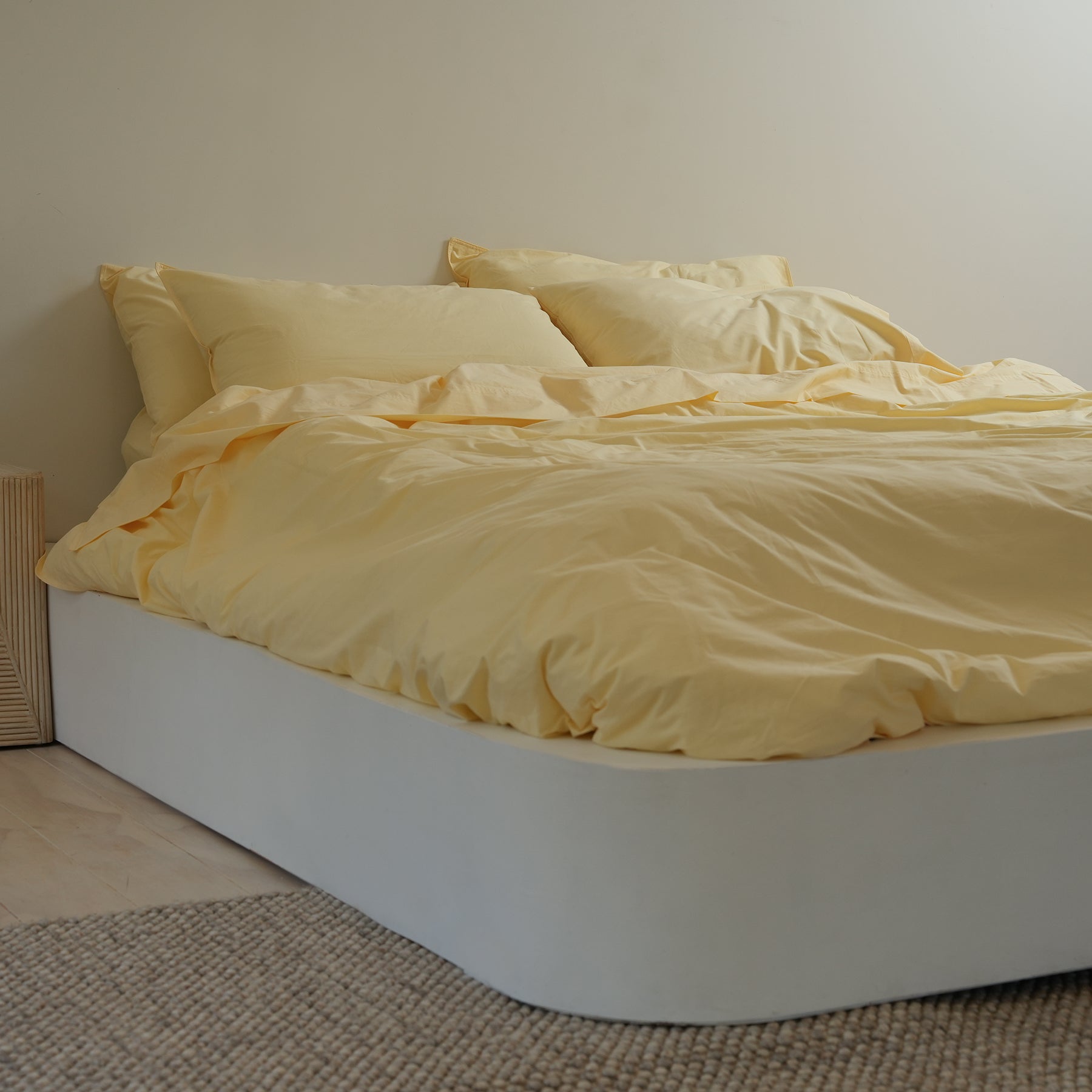 100% Stonewashed Cotton Duvet Set- Butter