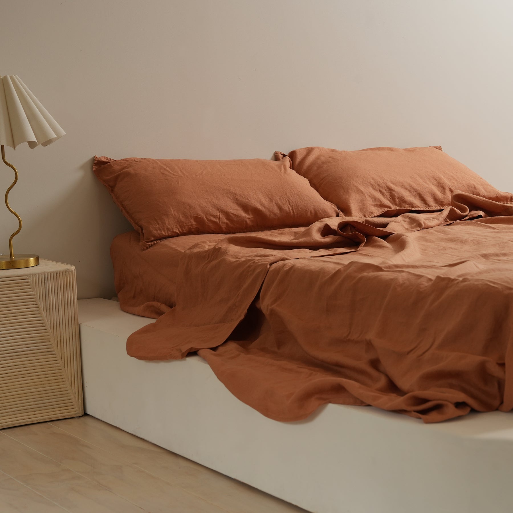 100% French Flax Linen Sheet set- Hazelnut