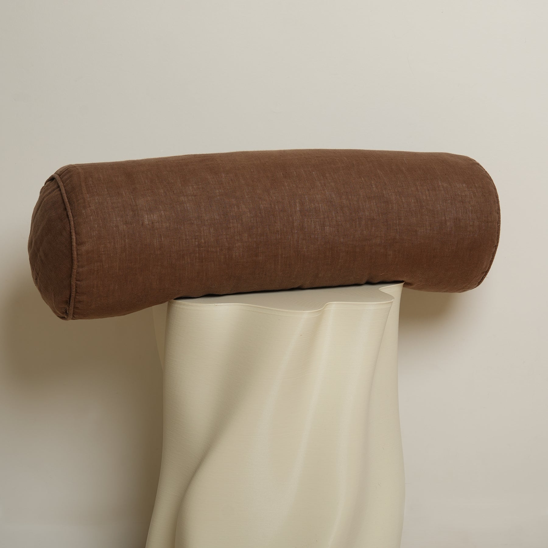 French Flax Linen Feather filled Bolster Cushion in Mocha – Home Lab NZ