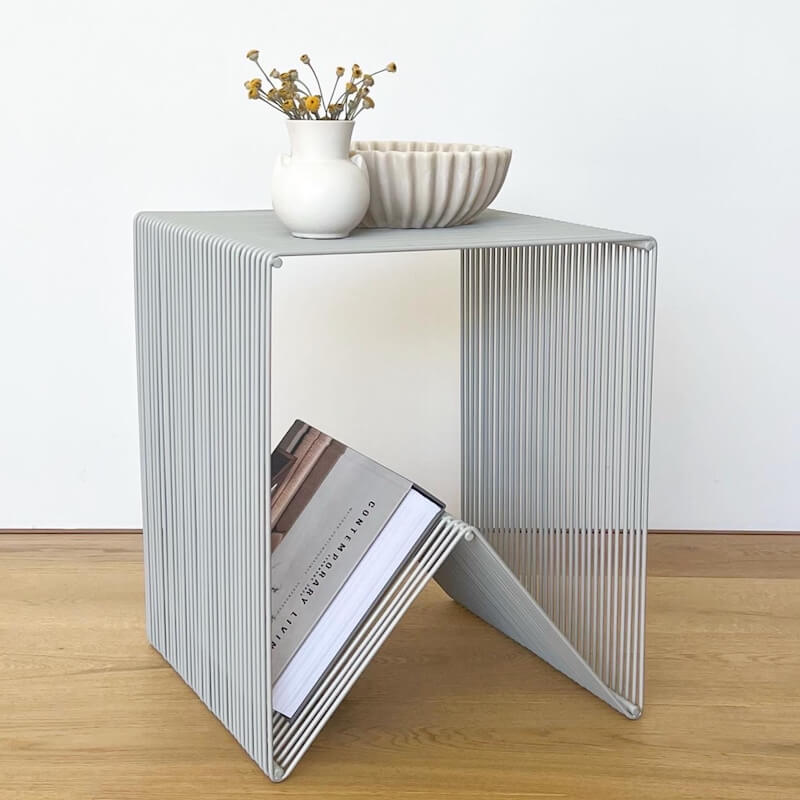 Willowby Cube in Fog – wire cube side table | Home Lab