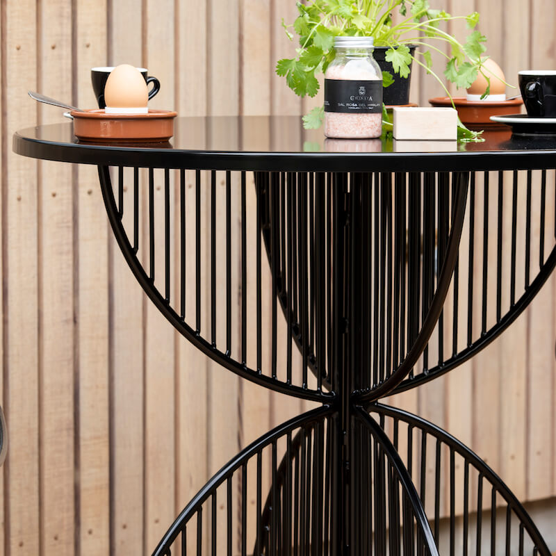 Omaha Cafe Table in Black Stainless Steel detail – Home Lab NZ