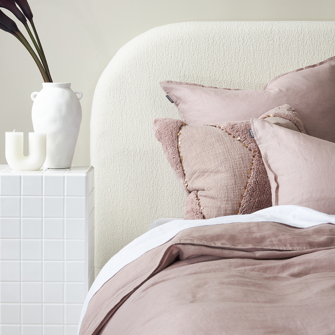 Freddy Boucle Headboard – curved boucle bedroom headboard | Home Lab