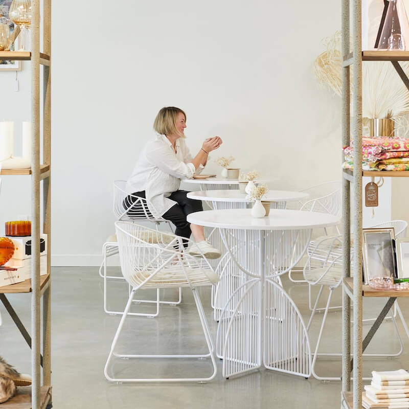 Omaha Cafe Table in White detail – Home Lab NZ