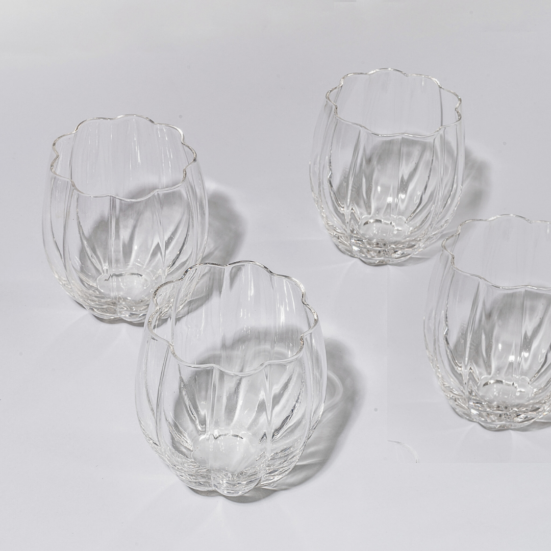 Petal Stemless Glass- Clear in Set of 4 – Home Lab NZ