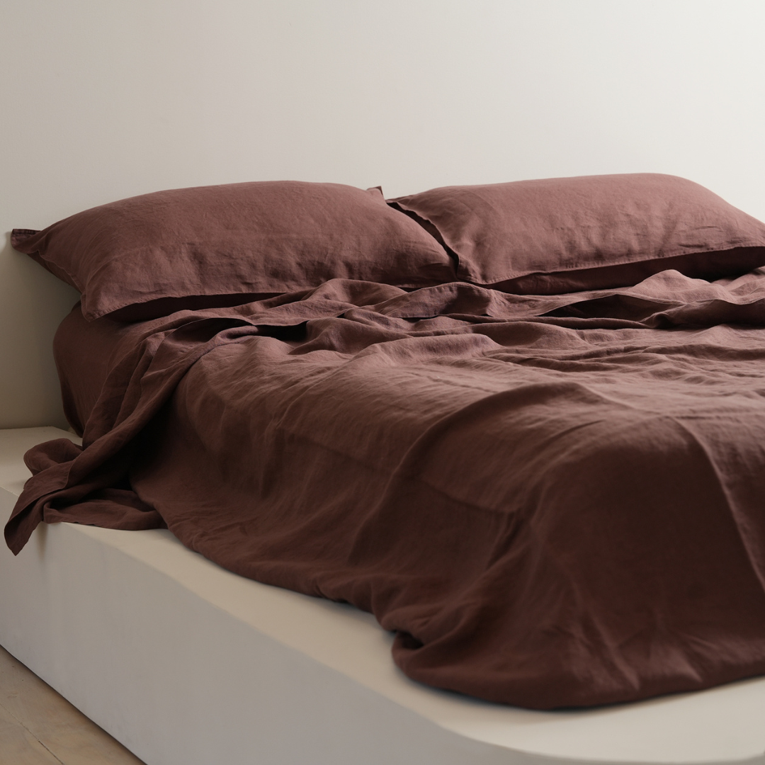 100% French Flax Linen Sheet set- Cocoa