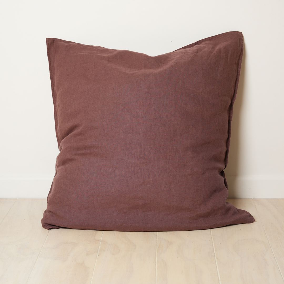 100% French Flax Linen Euro pillowcase- Cocoa