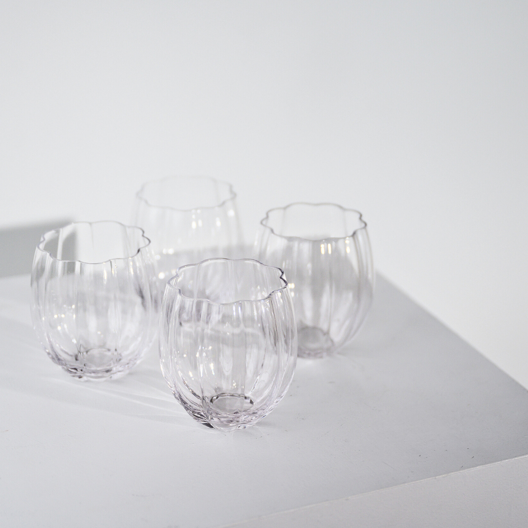 Petal Stemless Glass- Clear in Set of 4 – Home Lab NZ