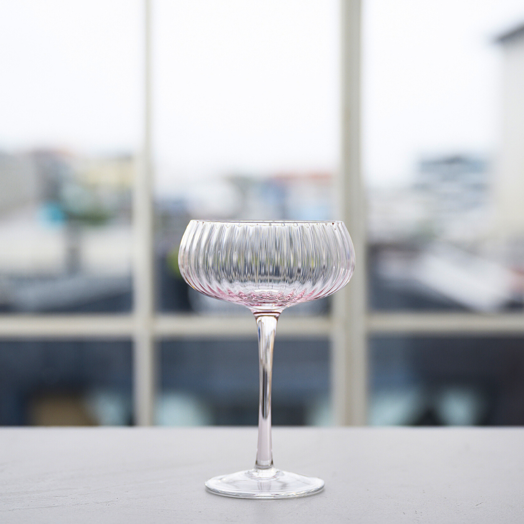 Ribbed Champagne Coupe- Set 4 Blush
