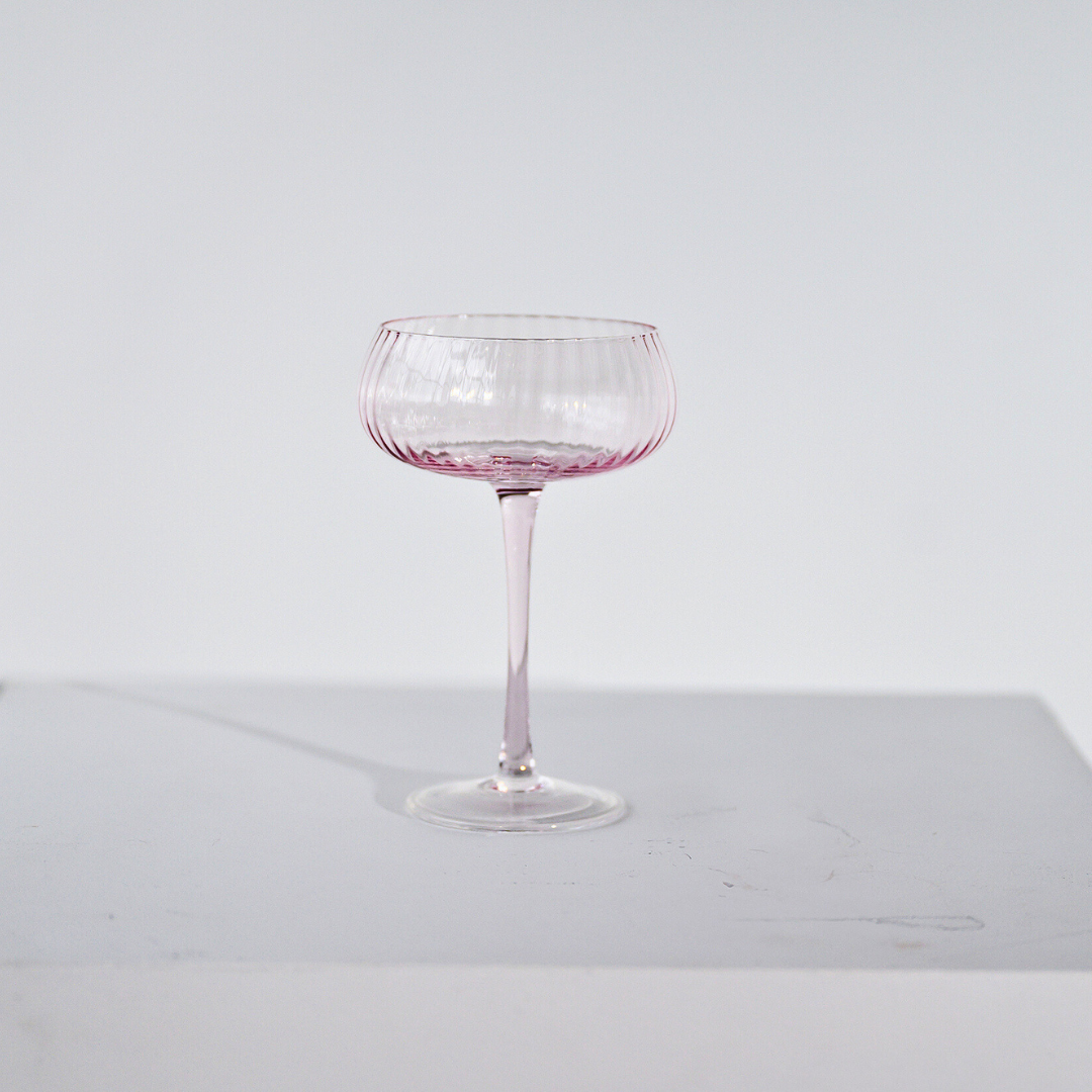 Ribbed Champagne Coupe- Set 4 Blush