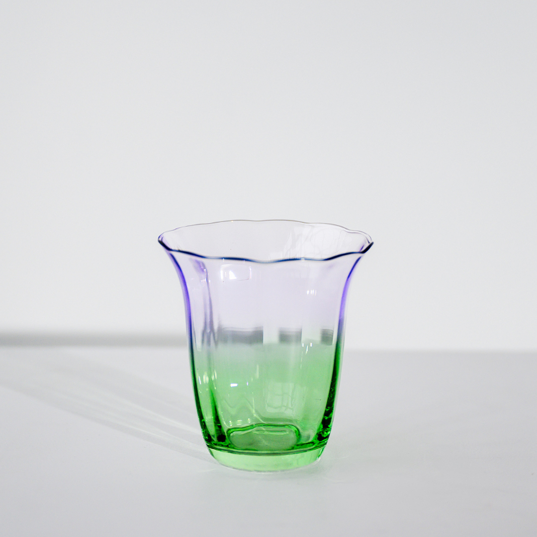 Fleur Stemless Glass- Set of 4- Green/Lilac