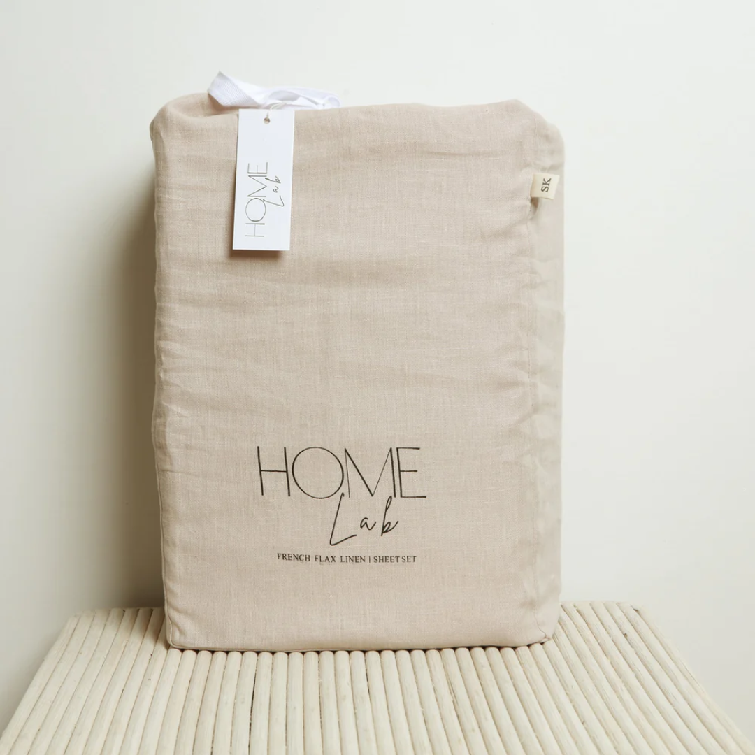 100% French Flax Linen Duvet Cover Set - Latte