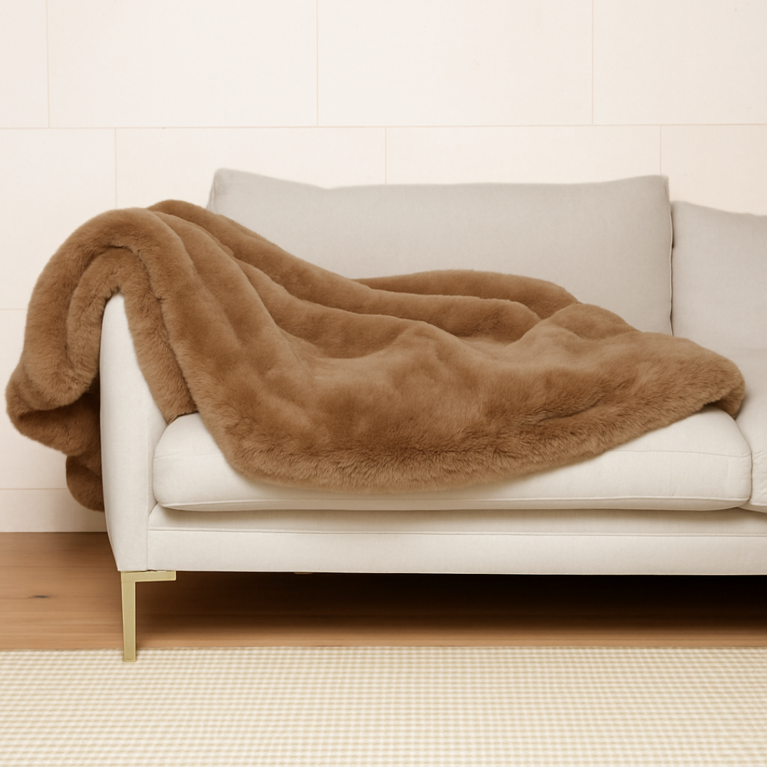 Vegan Fur Throw -Mocha