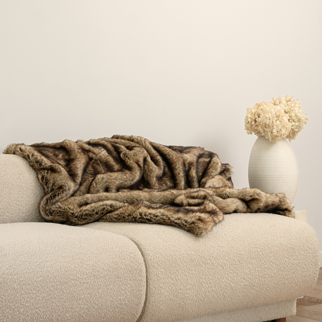 Vegan Fur Throw- Wolf