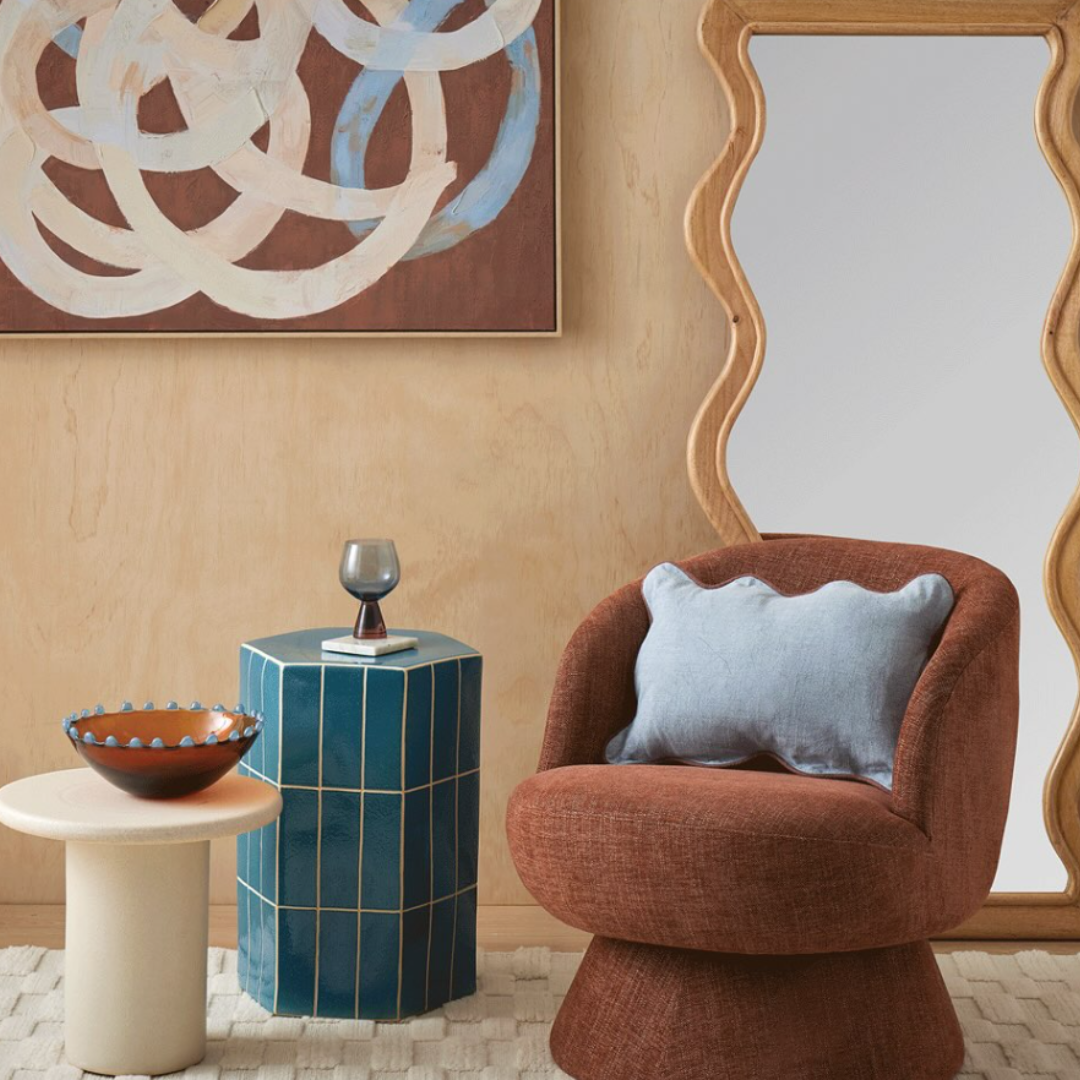 Diablo Cotton Cushion Denim/Burgundy