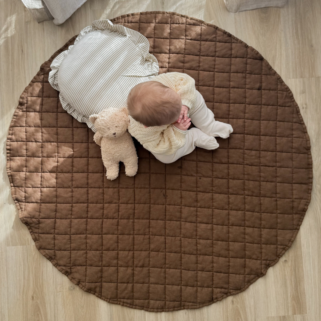 100% French Flax Linen Playmat- Mocha