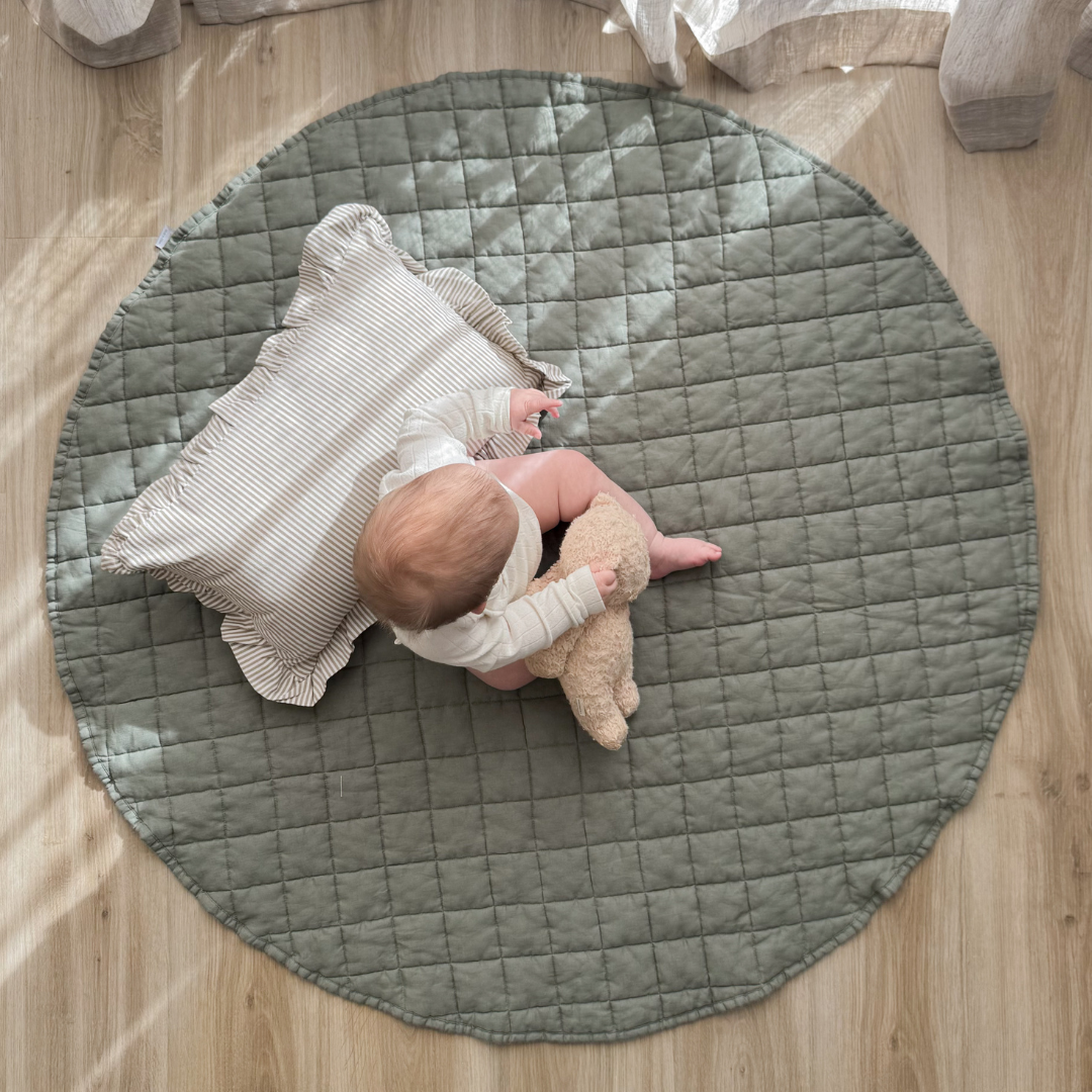 100% French Flax Linen Playmat- Lichen