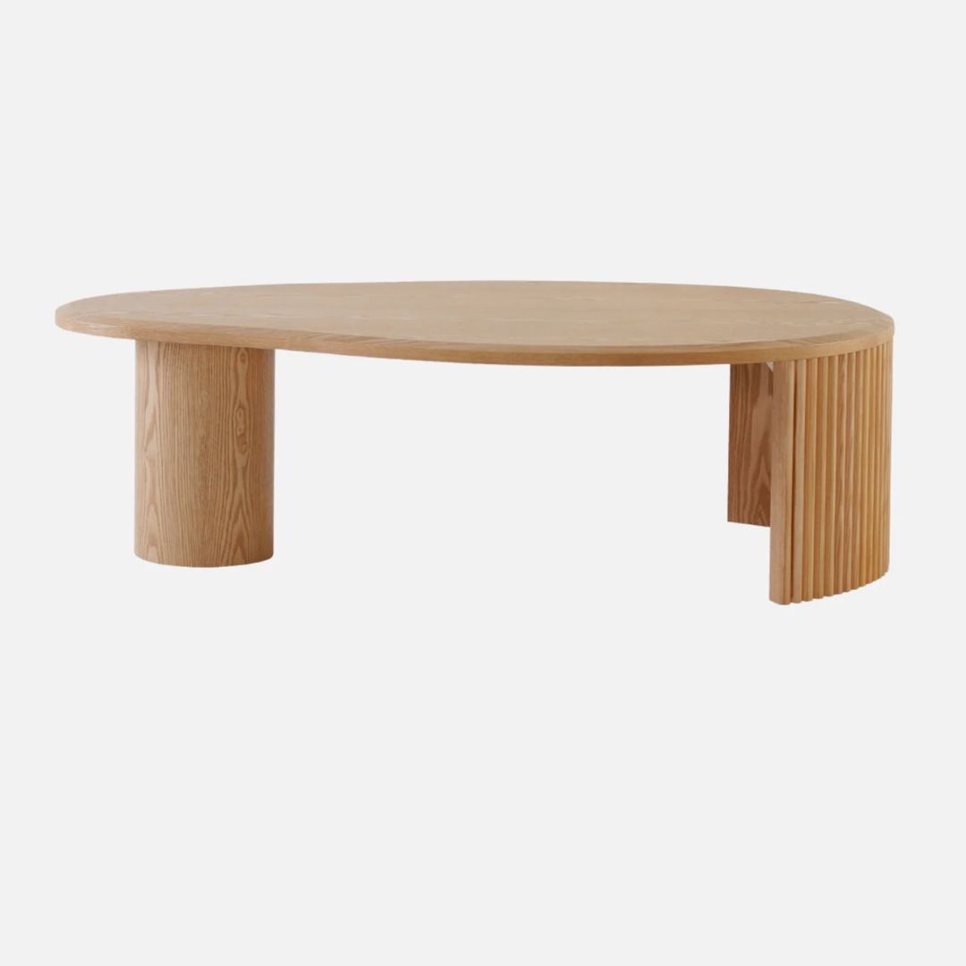 Elm coffee table side view