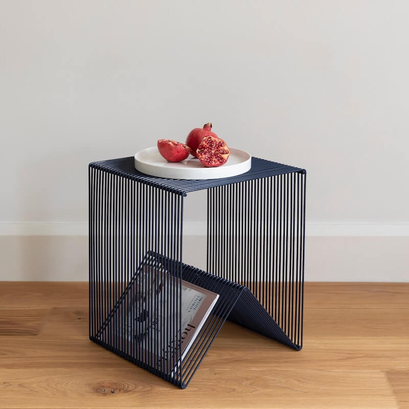 Willowby Cube in Indigo – wire cube side table | Home Lab