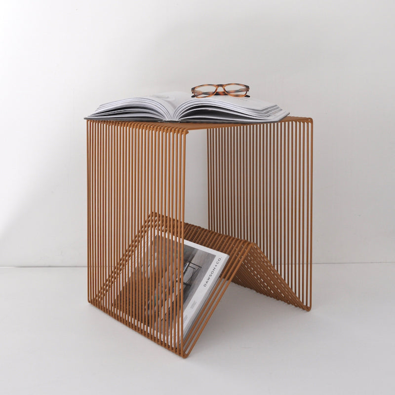 Willowby Cube in Toffee – wire cube side table | Home Lab
