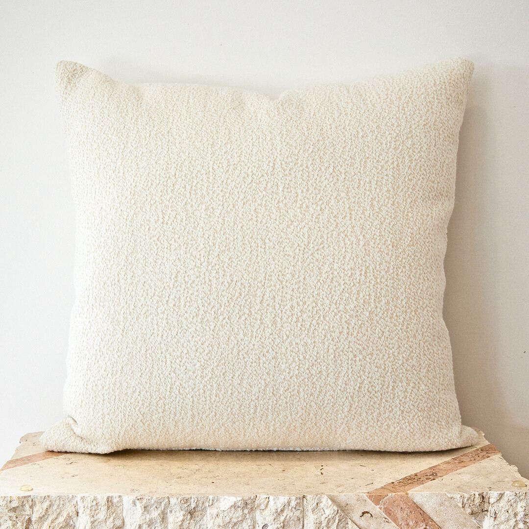 Boucle square cushion, styled shot
