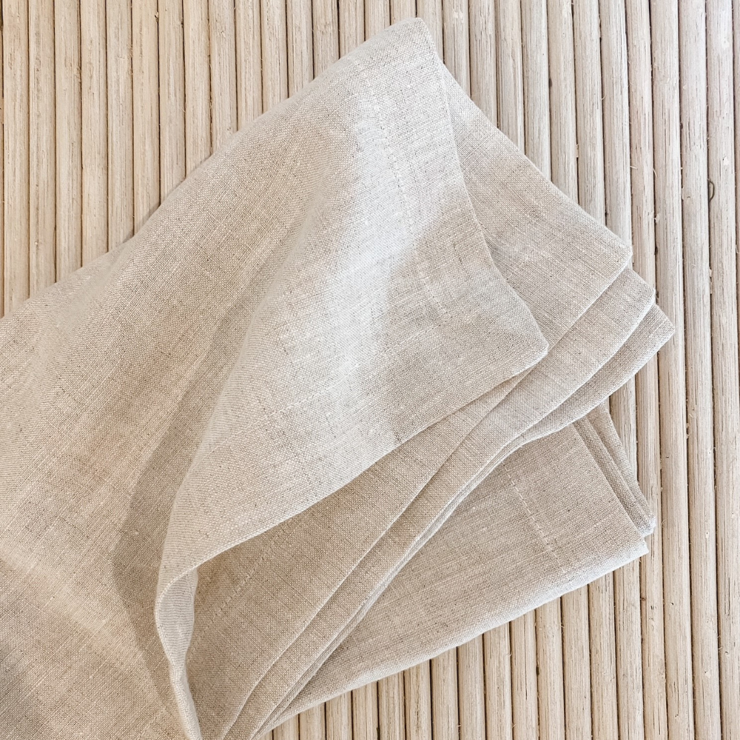 French flax linen napkin in Set Of 4 Natural Oat