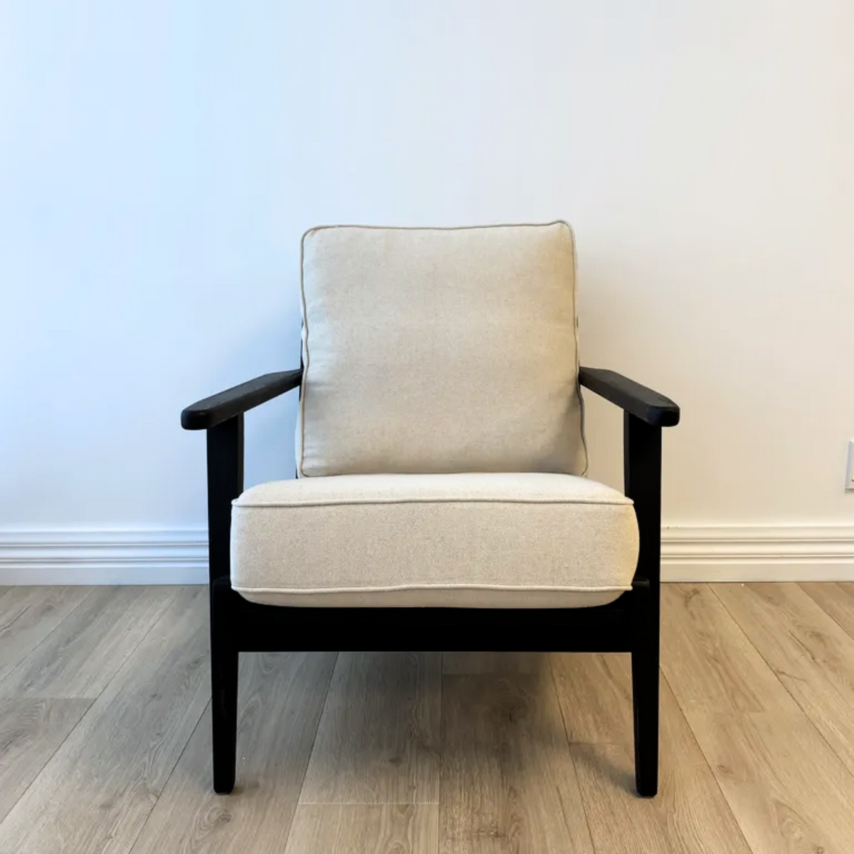 Lodge occasional chair in off white/ black, alternate angle