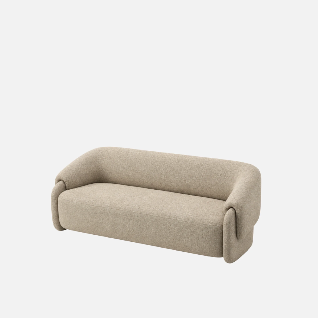 Nord sofa in Sand, rounded silhouette, 175 x 85 x 71cm, detail view