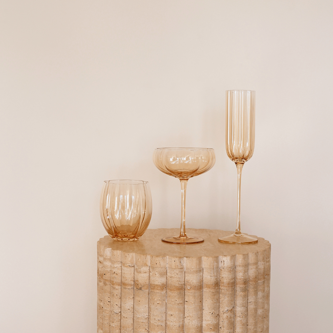 Petal champagne flute- light amber in set of 4, styled shot