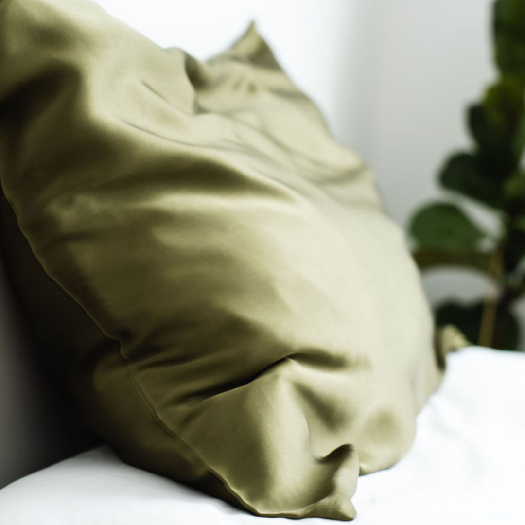 Pure silk pillowcase pair in Olive