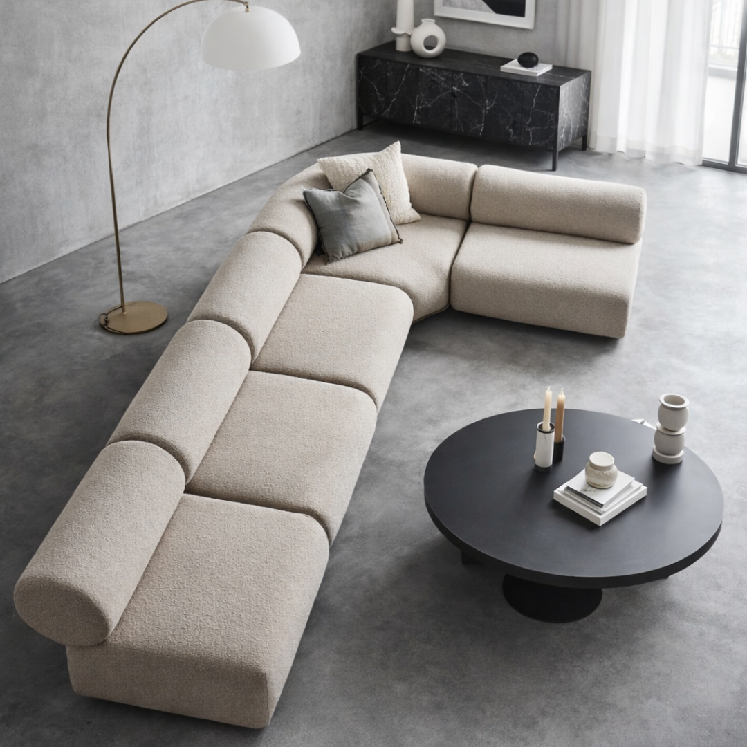 Rollas sofa in corner, styled shot