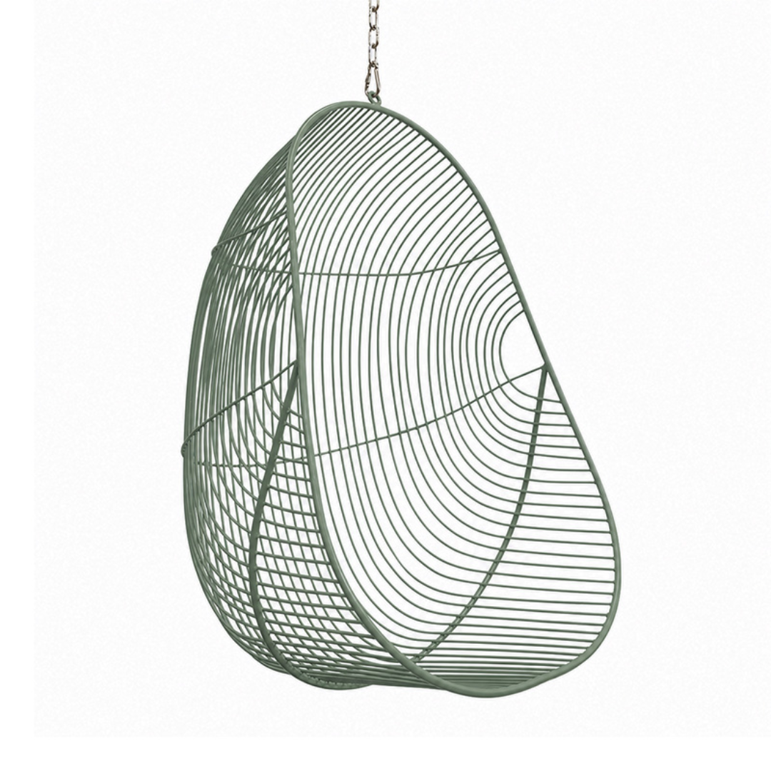 Stainless steel hokianga hanging chair in sage