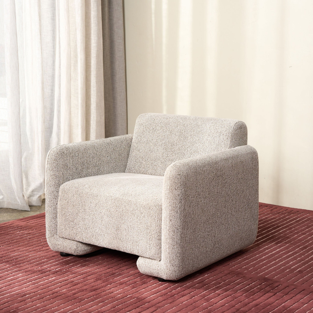 Tanner chair in Espresso, low-slung seat, textured fabric