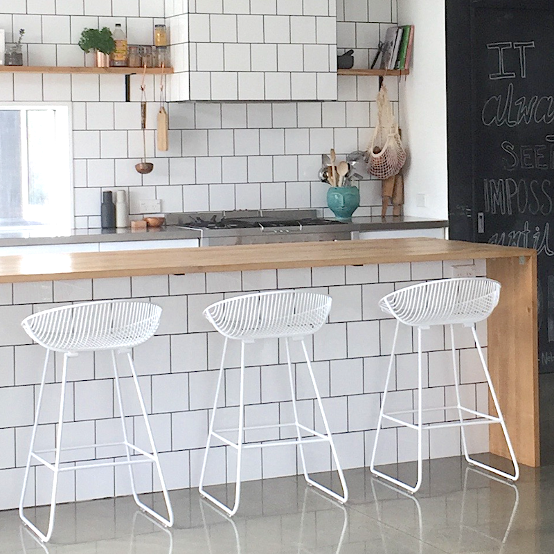 Rangitoto Stool in White – wire kitchen barstool | Home Lab