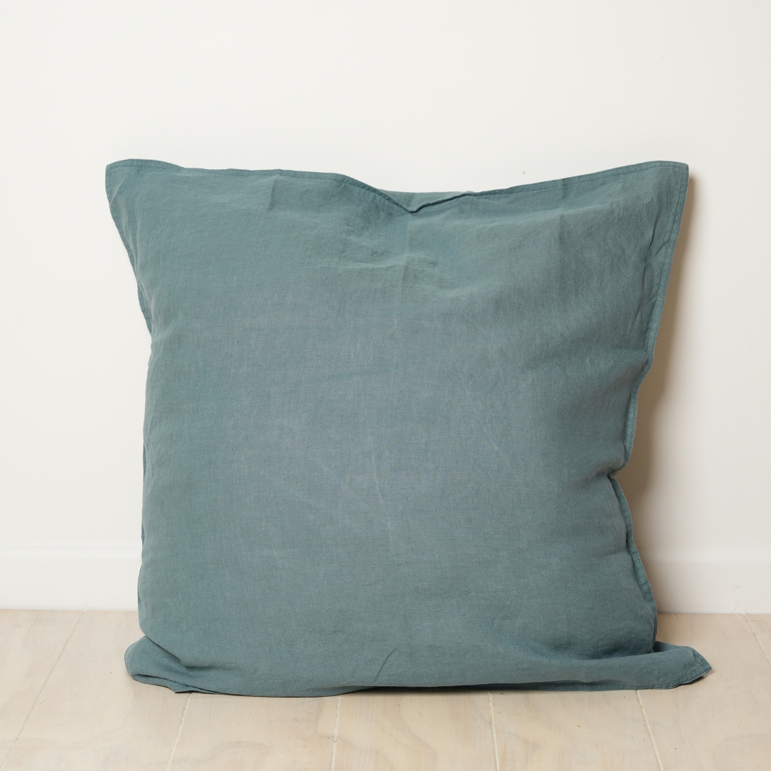 100% french flax linen euro pillowcase in lagoon