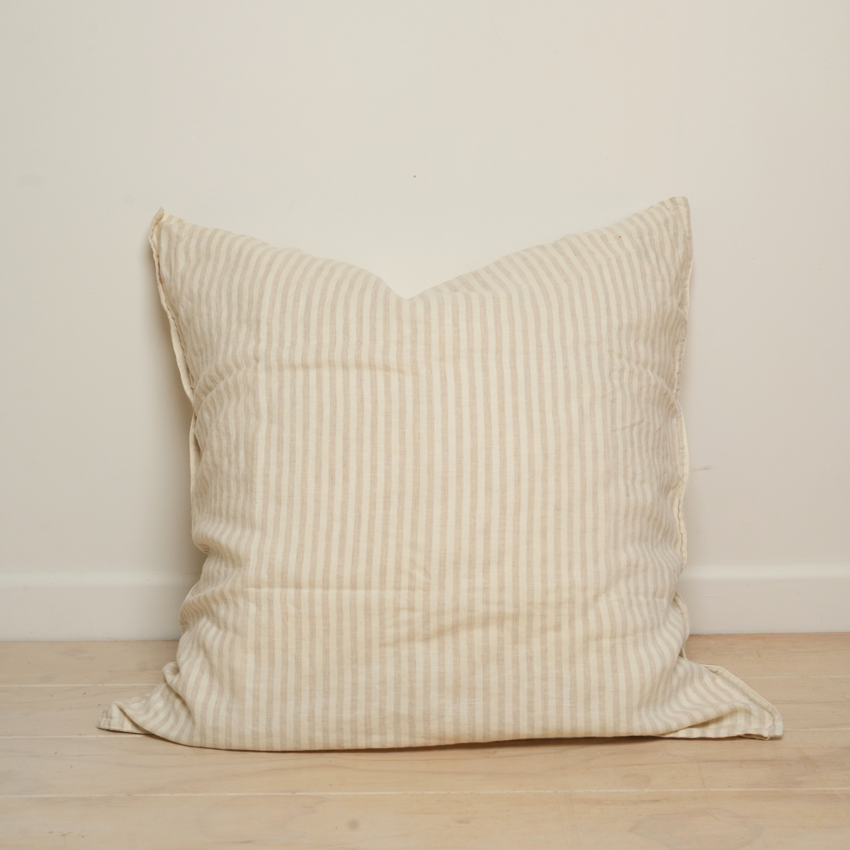 100% french linen euro pillowcase in sand stripe