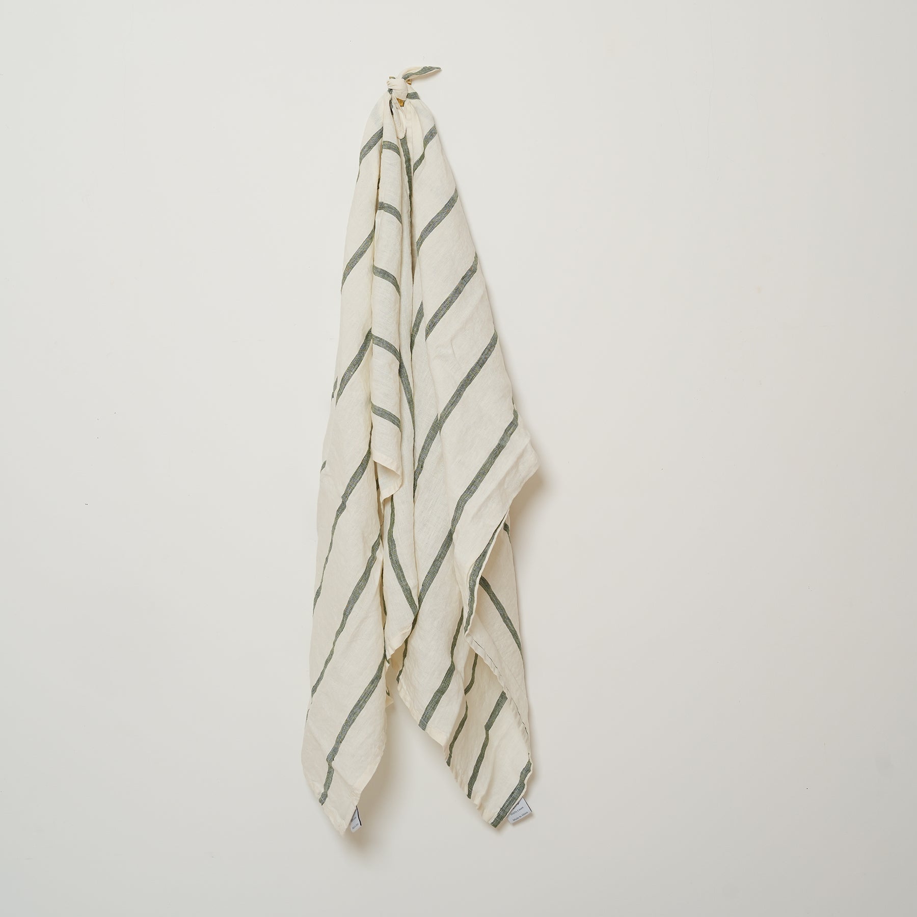 100% french linen tea towel in set 2-lichen stripe
