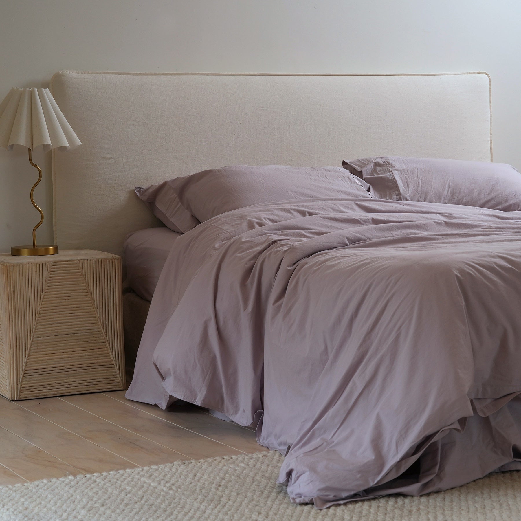 100% stonewashed cotton duvet set in lavender
