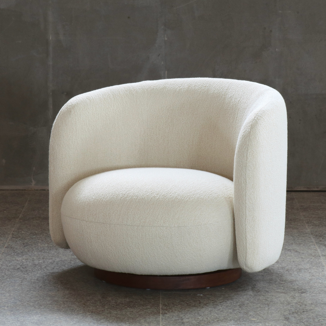 Form Boucle Swivel Chair side view – Home Lab NZ