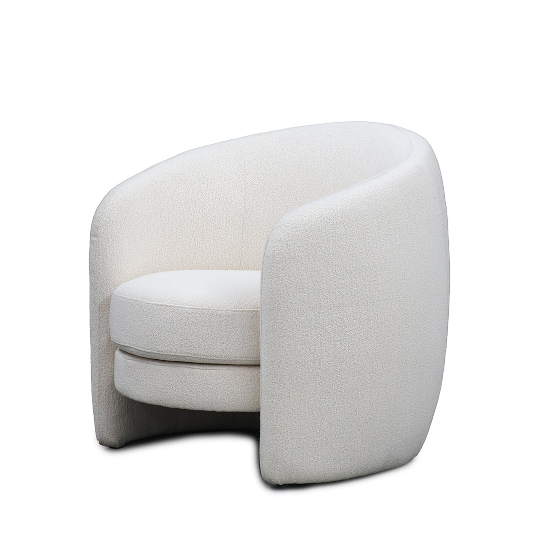 Boucle Wrap Chair angle view – Home Lab NZ