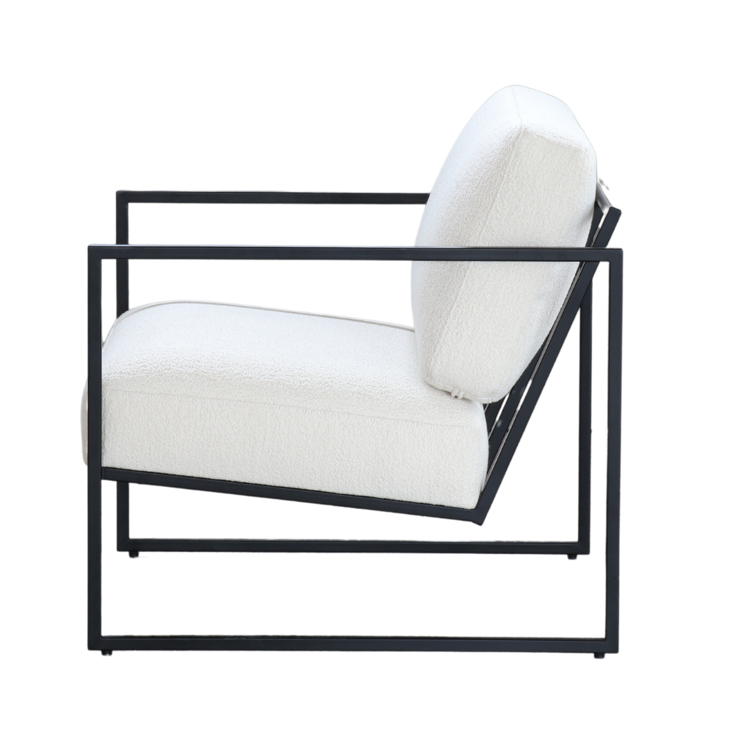 Soho Frame Chair- Boucle side view – Home Lab NZ